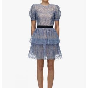 NWT Self-Portrait Blue Flower Sequin Mini Dress Size US 0 / UK 4